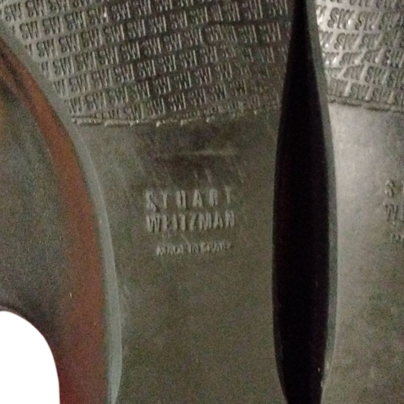 Stuart Weitzman Black Leather Sling Back Wedge Sandal Shoe Size 11 N - Picture 8 of 10